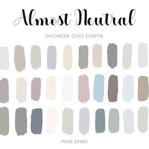 Presque neutre, Palette de couleurs procréée, Code hexadécimal, iPad, Palette de couleurs, Nuanciers, TÉLÉCHARGEMENT INSTANTANÉ, 30 couleurs