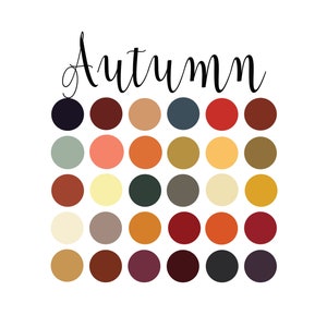 Autumn Procreate Color Palette, iPad, Hex Code, Fall Color Palette, Swatches, INSTANT DOWNLOAD, 30 colors