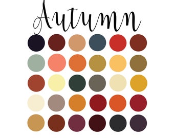 Autumn Procreate Color Palette, iPad, Hex Code, Fall Color Palette, Campioni, INSTANT DOWNLOAD, 30 colori