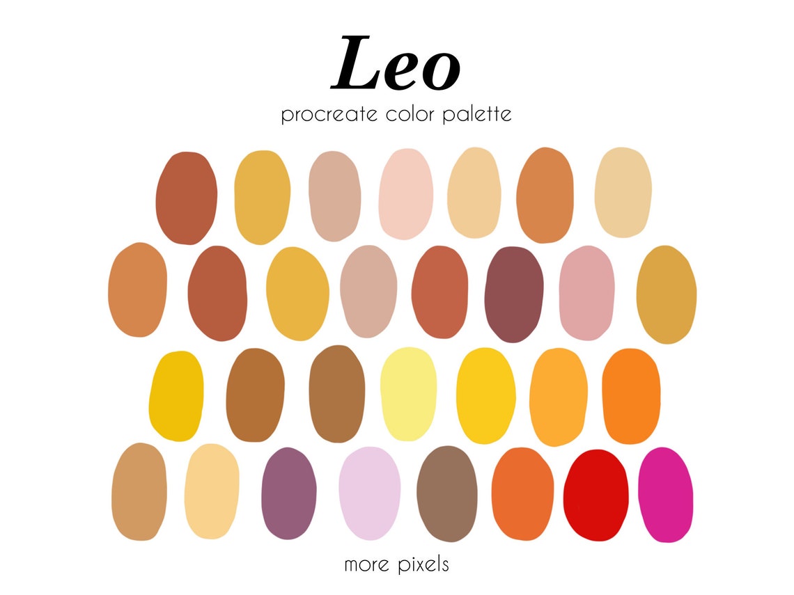 Leo Procreate Color Palette, Zodiac Color Palette, Hex Code, Ipad
