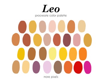 Palette di colori Procreate per il segno zodiacale del Leone: 30 campioni (download immediato)