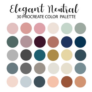 Elegant Neutral Procreate Color Palette,  Hex Code, iPad, Color Palette, Swatches, hex code, INSTANT DOWNLOAD, 30 colors
