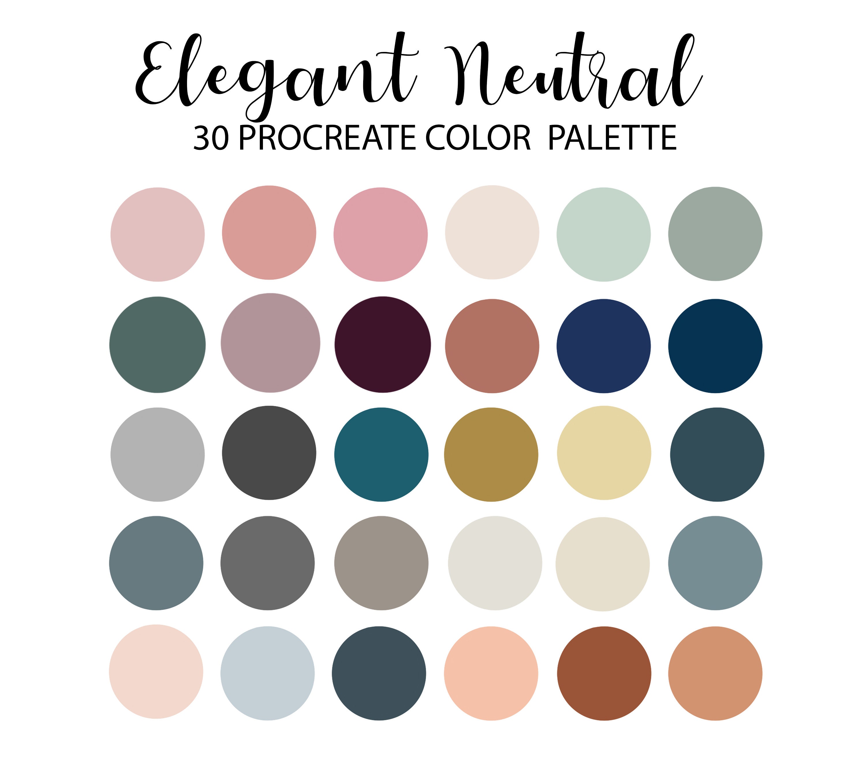 Elegant Neutral Procreate Color Palette Hex Code Ipad Color - Etsy