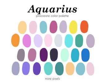 Palette di colori Procreate per l'Acquario: 30 campioni zodiacali (download immediato)