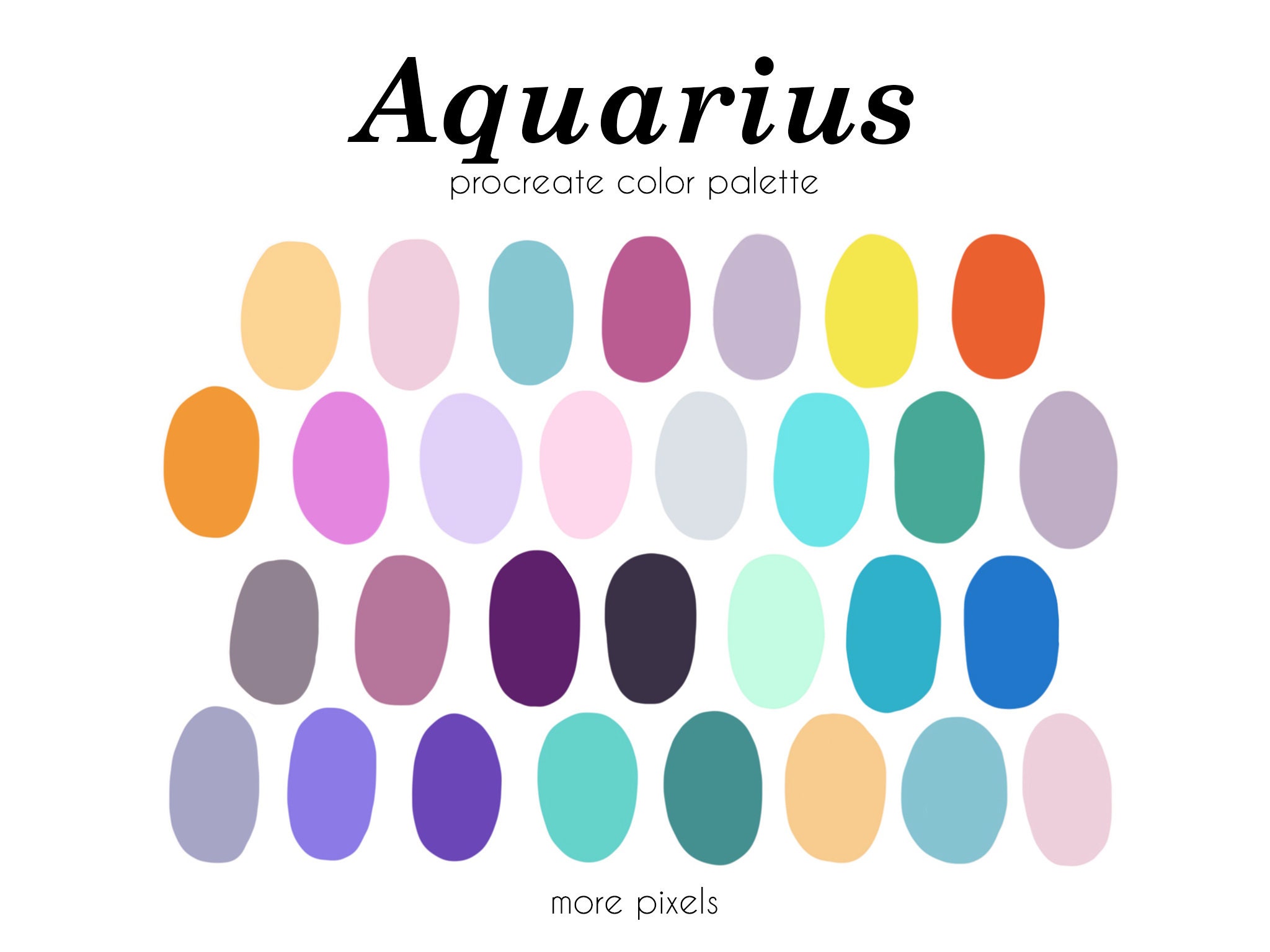 Aquarius Procreate Color Palette, Zodiac Color Palette, Hex Code, Ipad