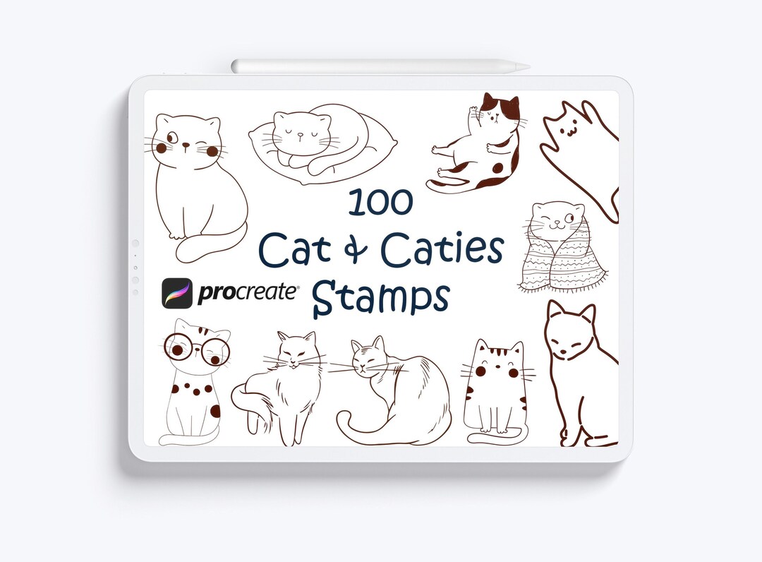 100 Cat Stamps for Procreate: Kitten Doodle Brushes (instant Download ...