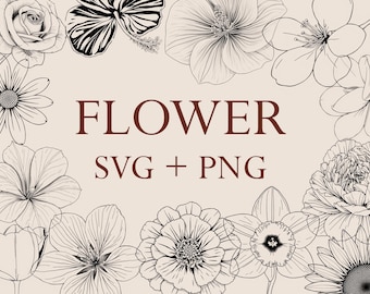 Pacchetto SVG floreale: 100 disegni botanici disegnati a mano per Cricut