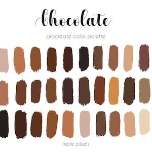 Chocolate, Procreate Color Palette,  Hex Code, iPad, Color Palette, Swatches, INSTANT DOWNLOAD, 30 colors