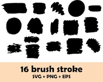 Clipart di pennellate: schizzi di vernice disegnati a mano (SVG, PNG, EPS) (download digitale)
