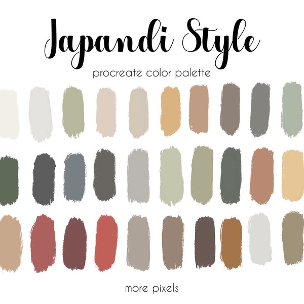 Japandi Style, Procreate Color Palette, Hex Code, iPad, Color Palette, Swatches, INSTANT DOWNLOAD, 30 colors