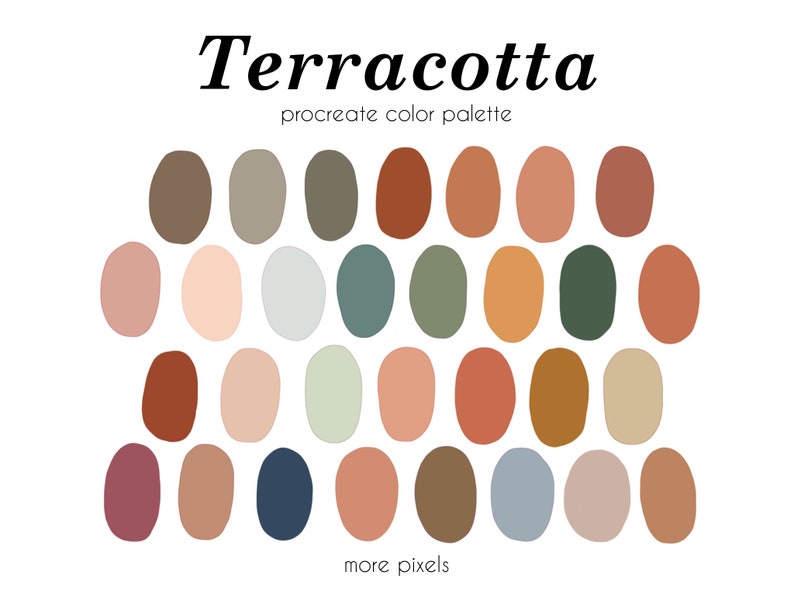 Paleta de colores terracota: 30 muestras de Procreate para iPad (descarga instantánea)