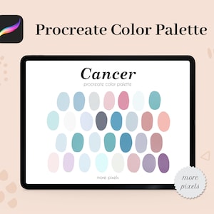 Cancer Procreate Color Palette, Zodiac color palette, Hex Code, iPad, Color Palette, Swatches, INSTANT DOWNLOAD, 30 colors
