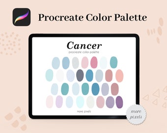 Palette di colori Procreate per il segno zodiacale del Cancro: 30 campioni (download immediato)