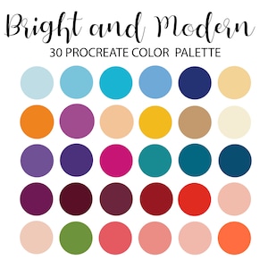 Bright and Modern, Procreate Color Palette, iPad, Color Palette, Swatches, INSTANT DOWNLOAD, 30 colors
