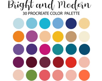 Bright and Modern, Procreate Color Palette, iPad, Color Palette, Swatches, INSTANT DOWNLOAD, 30 colors