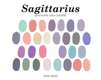Palette di colori Procreate Sagittario: 30 campioni zodiacali (download immediato)