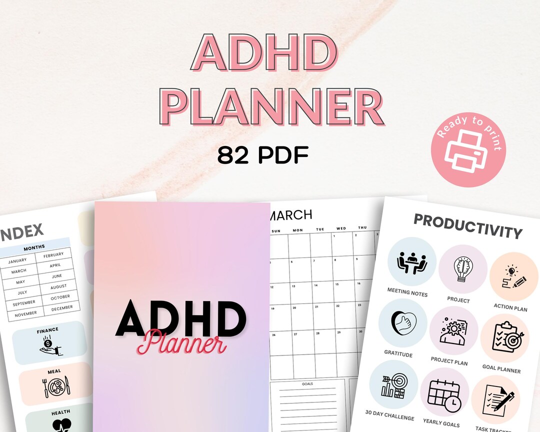 ADHD Printable Planner PDF | Daily and Weekly Organization, Habit ...
