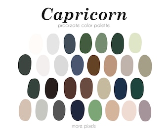 Palette di colori Procreate Capricorno: 30 campioni zodiacali (download immediato)