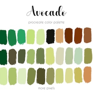 Avocado, Procreate Color Palette,  Hex Code, iPad, Color Palette, Swatches, INSTANT DOWNLOAD, 30 colors
