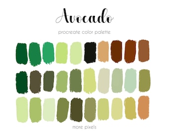 Palette di colori Avocado Procreate: 30 campioni terrosi (download immediato)