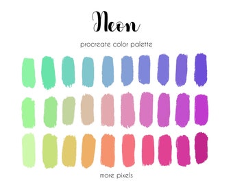 Palette di colori Neon Procreate: 30 campioni per iPad (download immediato)