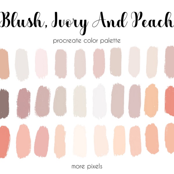 Blush Ivory And Peach, Procreate Color Palette,  Hex Code, iPad, Color Palette, Swatches, INSTANT DOWNLOAD, 30 colors