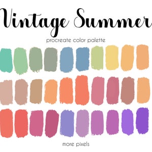 Vintage Summer Procreate Color Palette, Multicolor, Multicolour,  Hex Code, iPad, Color Palette, Swatches, INSTANT DOWNLOAD, 30 colors