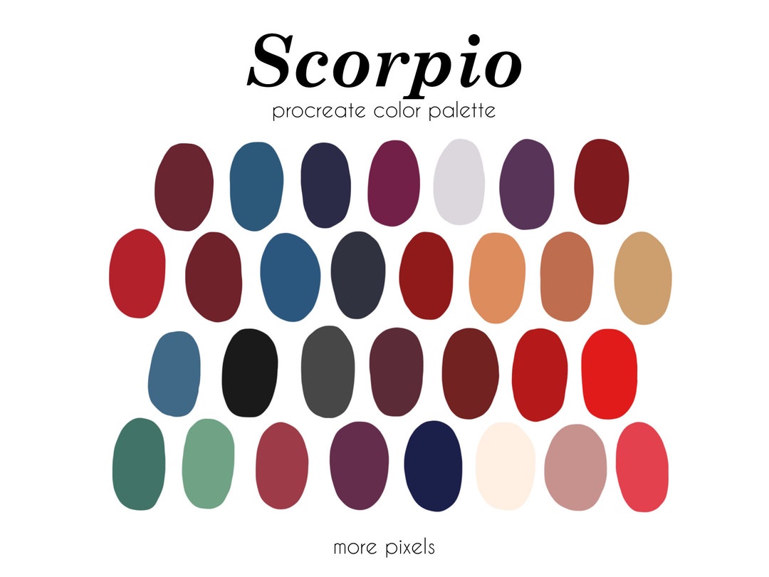 Scorpio Procreate Color Palette, Zodiac Color Palette, Hex Code, Ipad