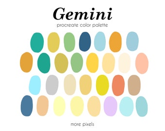 Palette di colori Gemini Procreate: 30 campioni zodiacali (download immediato)