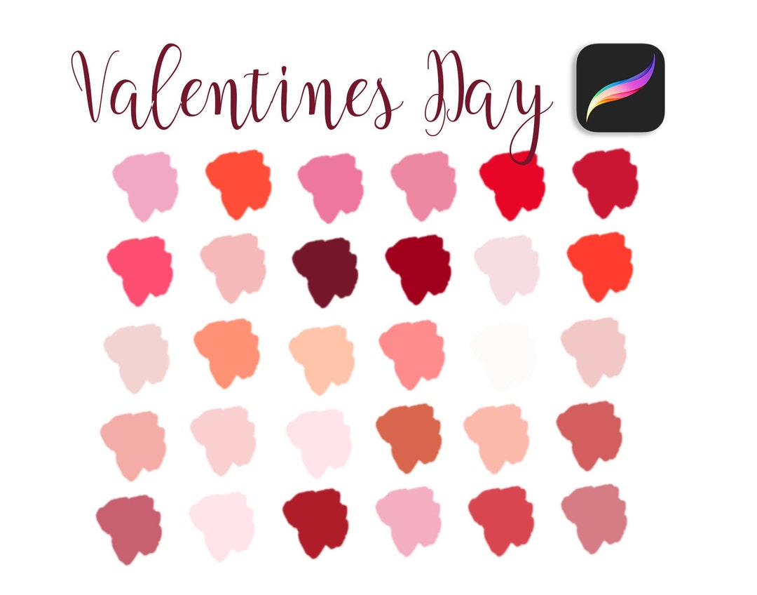 Valentines Procreate Color Palette, Ipad, Color Palette, Swatches