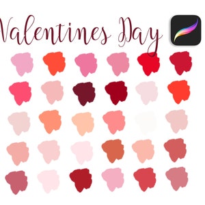 Valentines Procreate Color Palette, iPad, Color Palette, Swatches, INSTANT DOWNLOAD, 30 colors