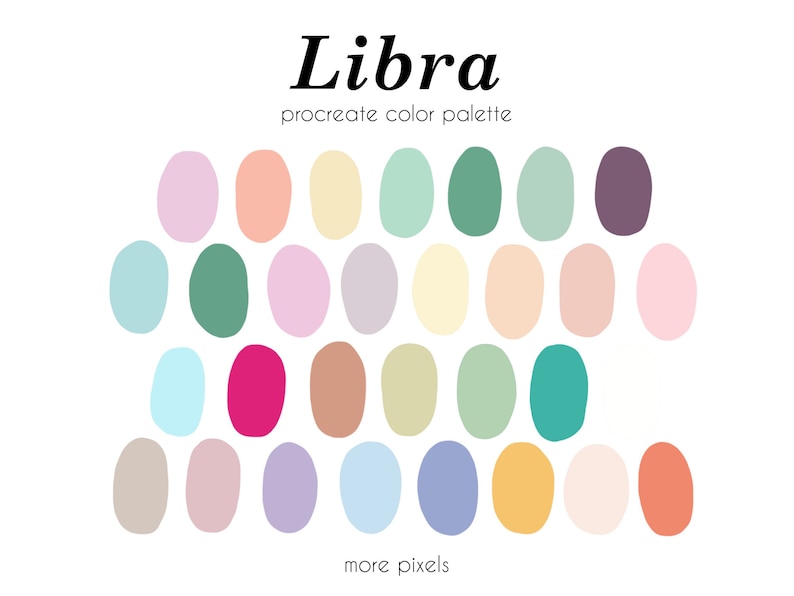 Libra Procreate Color Palette, Zodiac Color Palette, Hex Code, Ipad