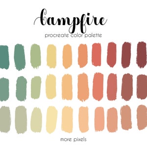Campfire, Procreate Color Palette,  Hex Code, iPad, Color Palette, Swatches, INSTANT DOWNLOAD, 30 colors