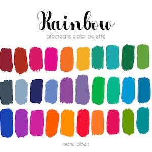 Rainbow Procreate Color Palette, Multicolor, Multicolour,  Hex Code, iPad, Color Palette, Swatches, INSTANT DOWNLOAD, 30 colors