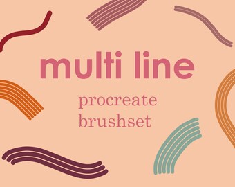 Set di pennelli Procreate multilinea: pacchetto di pennelli per lettering (download immediato)