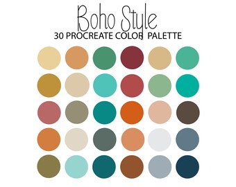 Boho Procreate Color Palette, Palette colori Nudi, iPad, Palette colori, Campioni, INSTANT DOWNLOAD, 30 colori