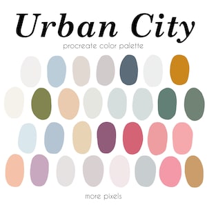 Ubran City Procreate Color Palette,  Hex Code, iPad, Color Palette, Swatches, hex code, INSTANT DOWNLOAD, 30 colors