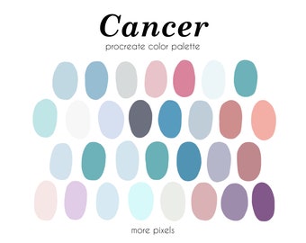 Cancer Procreate Color Palette, Zodiac color palette, Hex Code, iPad, Color Palette, Swatches, INSTANT DOWNLOAD, 30 colors