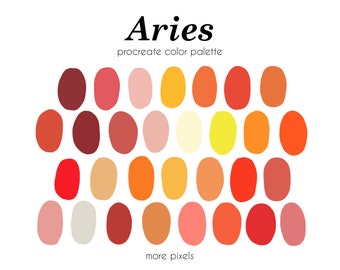 Palette di colori Ariete Procreate: 30 campioni zodiacali (download immediato)
