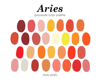 Aries Procreate Color Palette, Zodiac color palette, Hex Code, iPad, Color Palette, Swatches, INSTANT DOWNLOAD, 30 colors