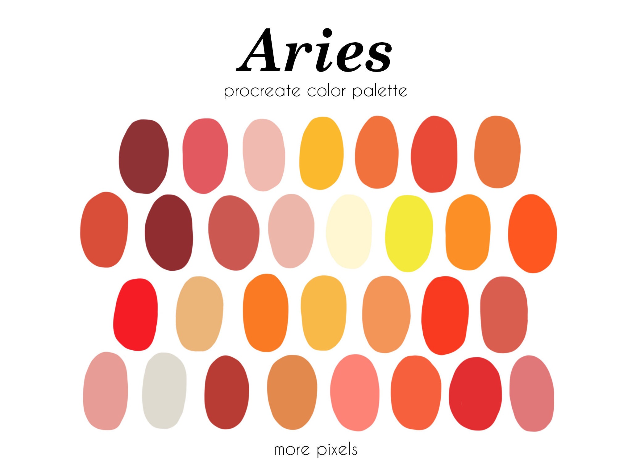 Aries Procreate Color Palette Zodiac Color Palette Hex Code Etsy