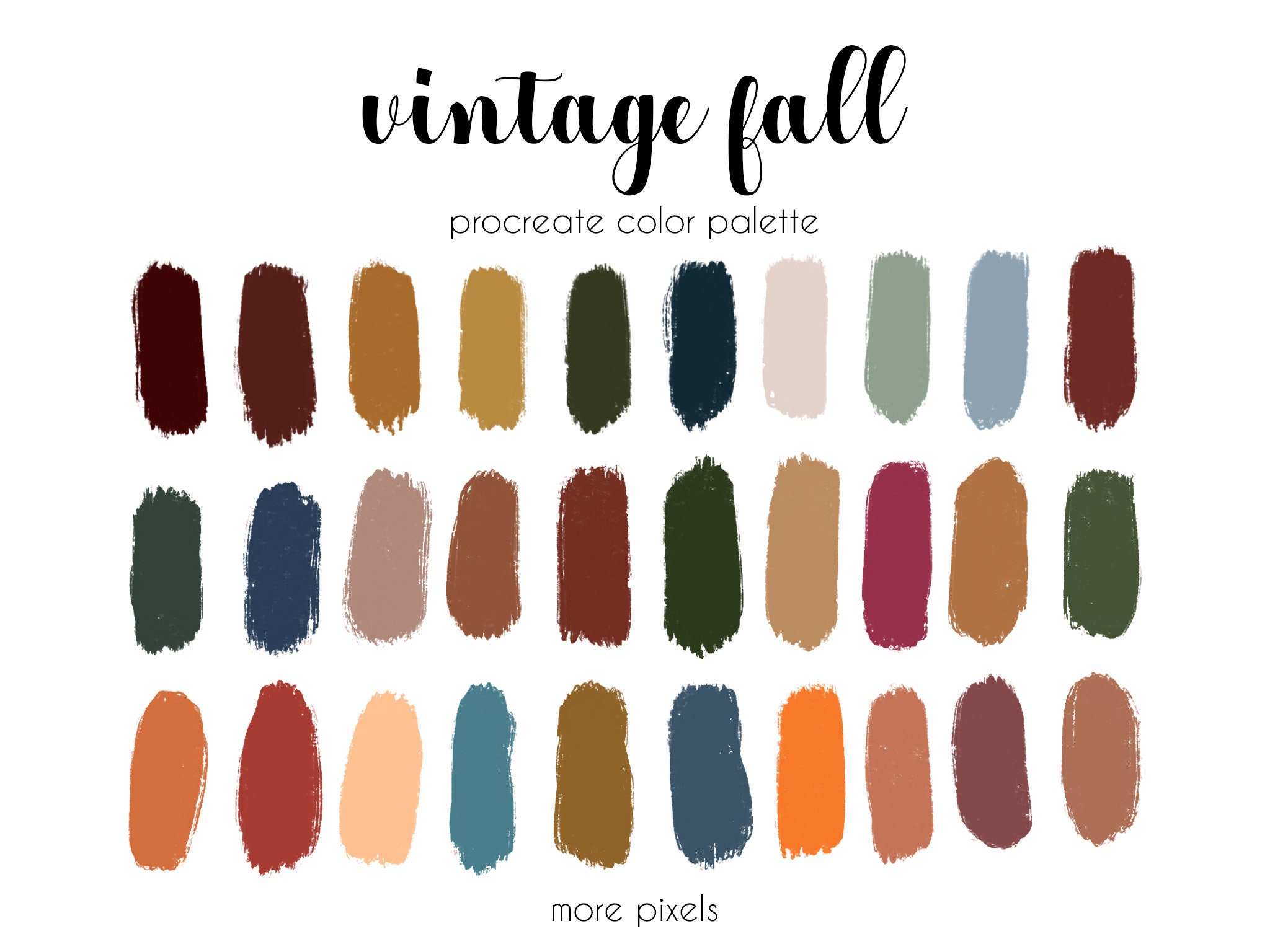 Vintage Fall, Procreate Color Palette, Hex Code, Ipad, Color Palette ...