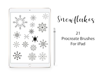 21 francobolli Procreate Fiocco di Neve, Set invernale Procreate, Set di spazzole natalizie, Pacchetto di francobolli di neve, DOWNLOAD IMMEDIATO, Uso commerciale incluso