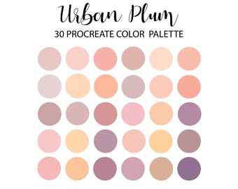 Urban Plum, Plum, Procreate Color Palette, Purple color palette, Hex Code, iPad, Color Palette, Swatches, INSTANT DOWNLOAD, 30 colori