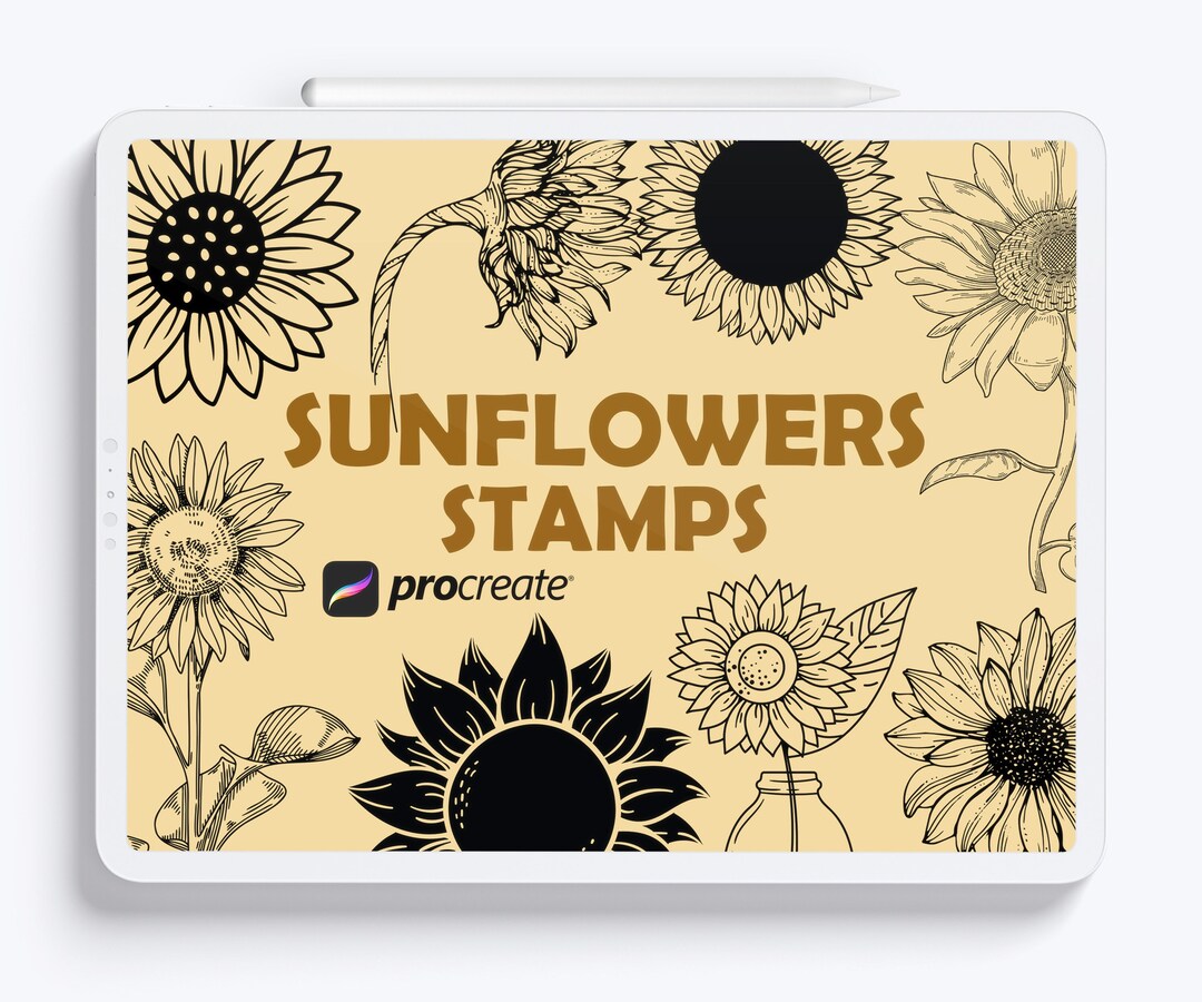 Sunflower Stamps for Procreate: Flower Doodle Brushes (instant Download ...