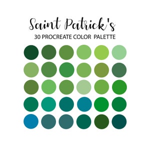 Saint Patrick&#39;s, Green, Procreate Color Palette, Saint Patricks color palette, Hex Code, iPad, Color Palette, Swatches, INSTANT DOWNLOAD