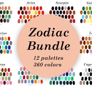 Bundle Procreate Color Palette, Palette de couleurs Zodiac, Code Hex, iPad, Palette de couleurs, Nuanciers, TÉLÉCHARGEMENT INSTANTANÉ, 360 couleurs