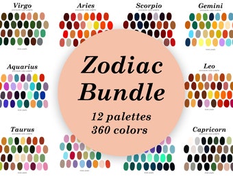 Bundle Procreate Color Palette, Zodiac color palette, Hex Code, iPad, Color Palette, Swatches, INSTANT DOWNLOAD, 360 colors