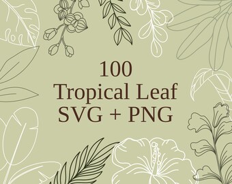Foglie tropicali SVG PNG: Clipart floreale boho (download immediato)