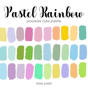 Pastel Rainbow, Procreate Color Palette,  Hex Code, iPad, Color Palette, Swatches, INSTANT DOWNLOAD, 30 colors